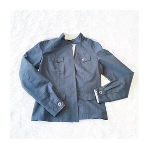 St. John Black Military Style Button Down Jacket Front Pockets SZ2